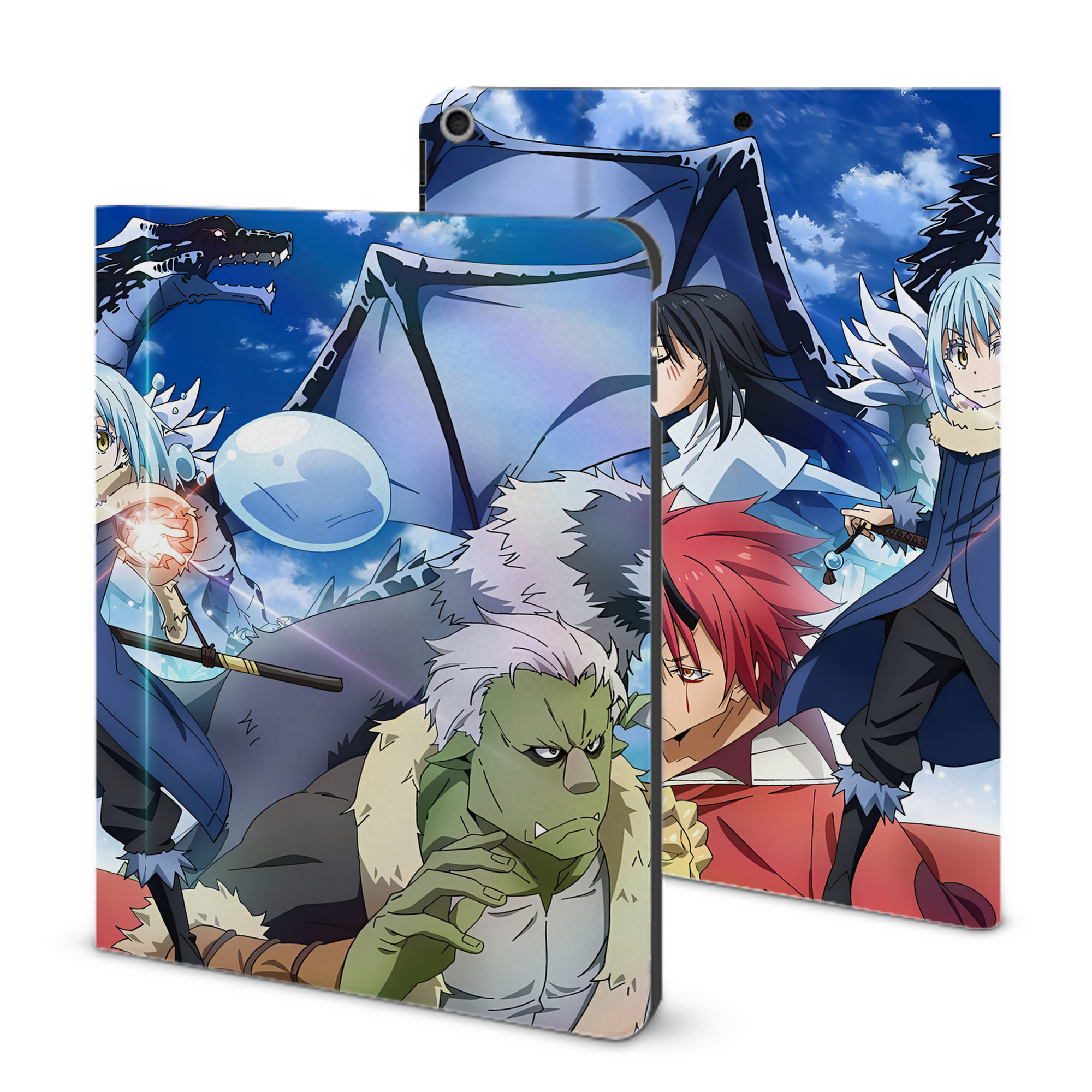 （画像用） 転スラ Regarding Reincarnated to Slime IPad ケース ブック型 PUレザー TPU 耐衝撃 軽量 薄型 ペン収納なし 全面保護 IPad 各モデル対応